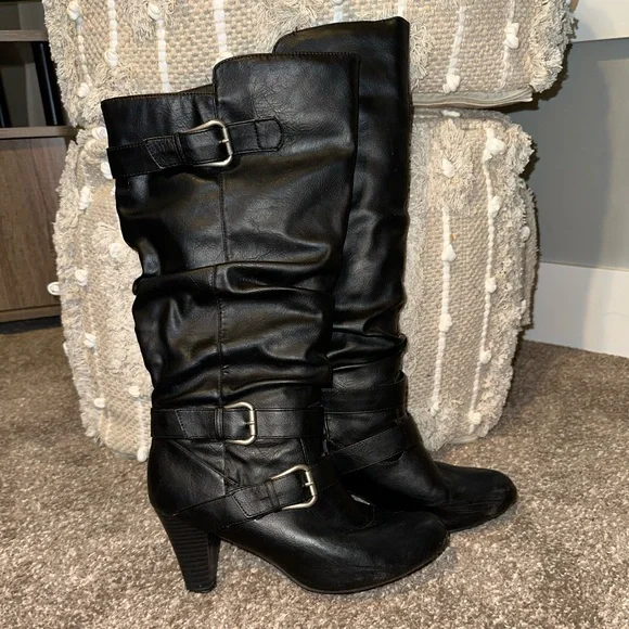 Madden Girl Shoes Madden Girl Tall Slouchy Black Boots Womens